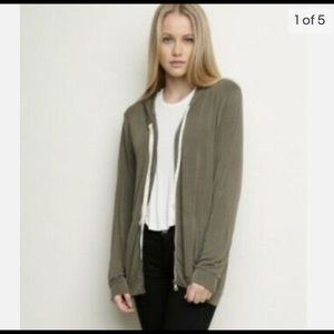 Brandy Melville Olive Green Zip Up Hoodie